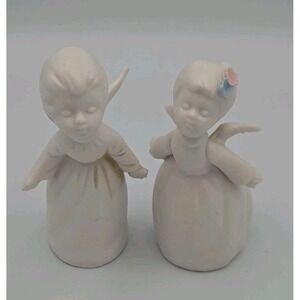 Vintage Napcoware Kissing Angels Porcelain Bisque Figurines‎ 3" Boy Girl
